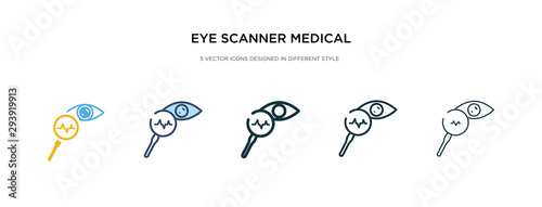 eye scanner medical icon in different style vector illustration. two colored and black eye scanner medical vector icons designed in filled, outline, line and stroke style can be used for web,