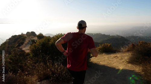 A man going for his moring workout in the hills above Hallywood