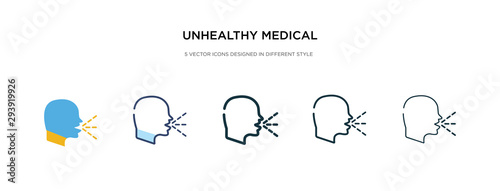 unhealthy medical condition icon in different style vector illustration. two colored and black unhealthy medical condition vector icons designed in filled, outline, line and stroke style can be used