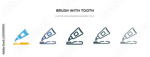 brush with tooth paste icon in different style vector illustration. two colored and black brush with tooth paste vector icons designed in filled, outline, line and stroke style can be used for web,