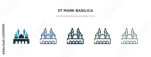 st mark basilica icon in different style vector illustration. two colored and black st mark basilica vector icons designed in filled, outline, line and stroke style can be used for web, mobile, ui © zaurrahimov