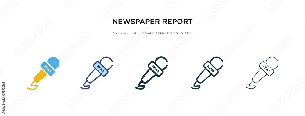 newspaper report icon in different style vector illustration. two colored and black newspaper report vector icons designed in filled, outline, line and stroke style can be used for web, mobile, ui newspaper report icon in different style vector illustration. two colored and black newspaper report vector icons designed in filled, outline, line and stroke style can be used for web, mobile, ui