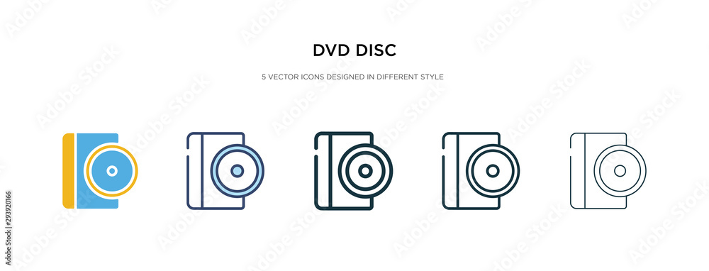 dvd disc icon in different style vector illustration. two colored and black dvd disc vector icons designed in filled, outline, line and stroke style can be used for web, mobile, ui dvd disc icon in different style vector illustration. two colored and black dvd disc vector icons designed in filled, outline, line and stroke style can be used for web, mobile, ui