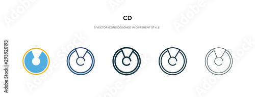 cd icon in different style vector illustration. two colored and black cd vector icons designed in filled, outline, line and stroke style can be used for web, mobile, ui