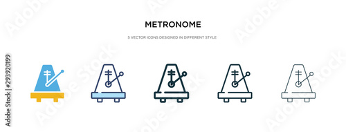 metronome icon in different style vector illustration. two colored and black metronome vector icons designed in filled, outline, line and stroke style can be used for web, mobile, ui