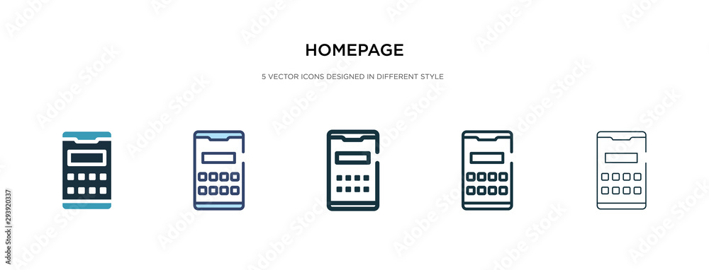 homepage icon in different style vector illustration. two colored and black homepage vector icons designed in filled, outline, line and stroke style can be used for web, mobile, ui homepage icon in different style vector illustration. two colored and black homepage vector icons designed in filled, outline, line and stroke style can be used for web, mobile, ui
