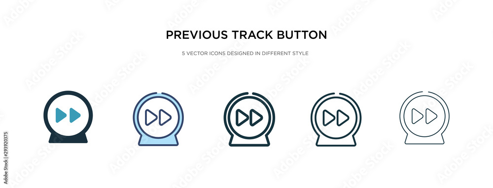 previous track button icon in different style vector illustration. two colored and black previous track button vector icons designed in filled, outline, line and stroke style can be used for web, previous track button icon in different style vector illustration. two colored and black previous track button vector icons designed in filled, outline, line and stroke style can be used for web,