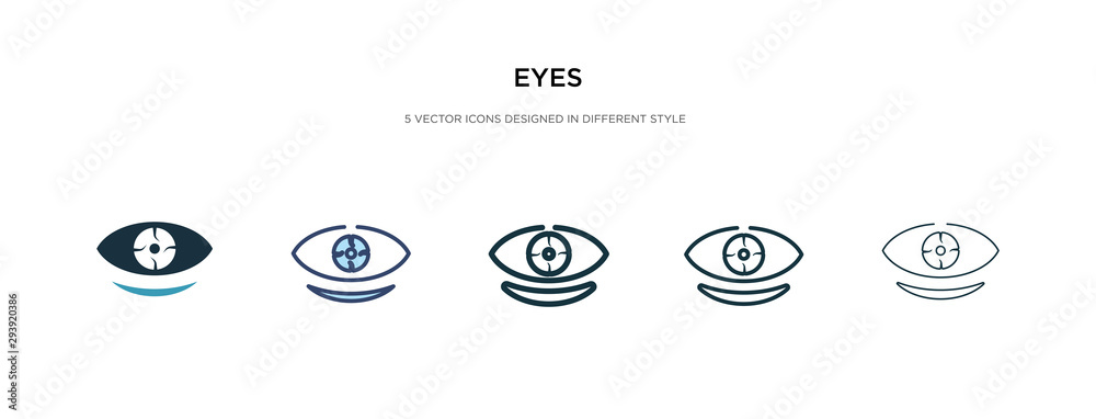 eyes icon in different style vector illustration. two colored and black eyes vector icons designed in filled, outline, line and stroke style can be used for web, mobile, ui eyes icon in different style vector illustration. two colored and black eyes vector icons designed in filled, outline, line and stroke style can be used for web, mobile, ui