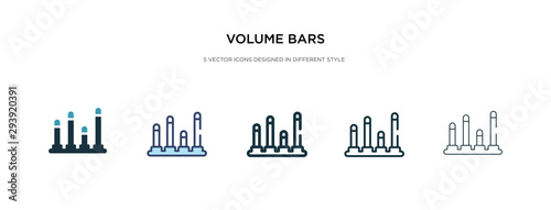 volume bars icon in different style vector illustration. two colored and black volume bars vector icons designed in filled, outline, line and stroke style can be used for web, mobile, ui