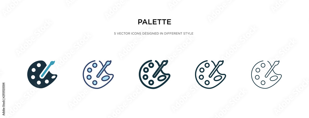 palette icon in different style vector illustration. two colored and black palette vector icons designed in filled, outline, line and stroke style can be used for web, mobile, ui palette icon in different style vector illustration. two colored and black palette vector icons designed in filled, outline, line and stroke style can be used for web, mobile, ui