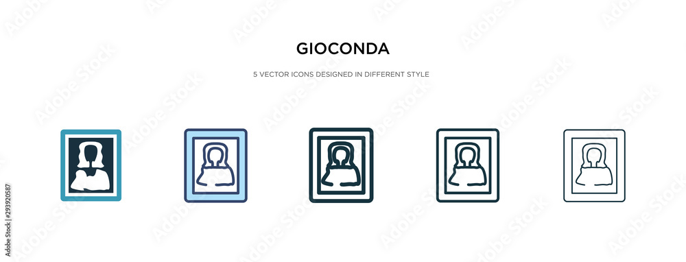 gioconda icon in different style vector illustration. two colored and black gioconda vector icons designed in filled, outline, line and stroke style can be used for web, mobile, ui gioconda icon in different style vector illustration. two colored and black gioconda vector icons designed in filled, outline, line and stroke style can be used for web, mobile, ui