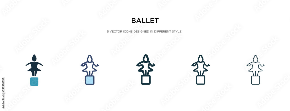 ballet icon in different style vector illustration. two colored and black ballet vector icons designed in filled, outline, line and stroke style can be used for web, mobile, ui