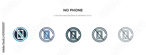 no phone icon in different style vector illustration. two colored and black no phone vector icons designed in filled, outline, line and stroke style can be used for web, mobile, ui