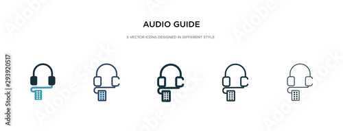 audio guide icon in different style vector illustration. two colored and black audio guide vector icons designed in filled, outline, line and stroke style can be used for web, mobile, ui