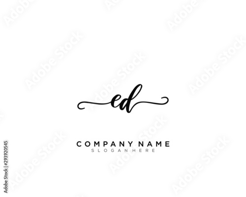 ED Initial Handwriting Logo Vector