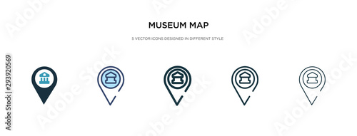 museum map icon in different style vector illustration. two colored and black museum map vector icons designed in filled, outline, line and stroke style can be used for web, mobile, ui