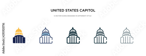 united states capitol icon in different style vector illustration. two colored and black united states capitol vector icons designed in filled, outline, line and stroke style can be used for web,