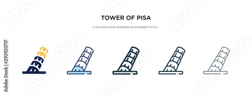 tower of pisa icon in different style vector illustration. two colored and black tower of pisa vector icons designed in filled, outline, line and stroke style can be used for web, mobile, ui photo
