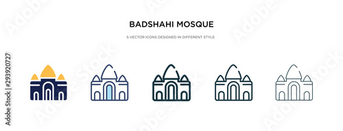badshahi mosque icon in different style vector illustration. two colored and black badshahi mosque vector icons designed in filled, outline, line and stroke style can be used for web, mobile, ui