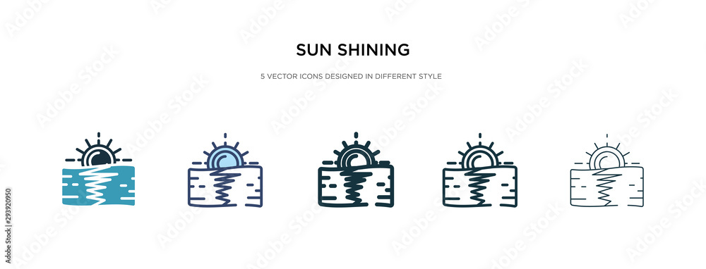 sun shining icon in different style vector illustration. two colored and black sun shining vector icons designed in filled, outline, line and stroke style can be used for web, mobile, ui