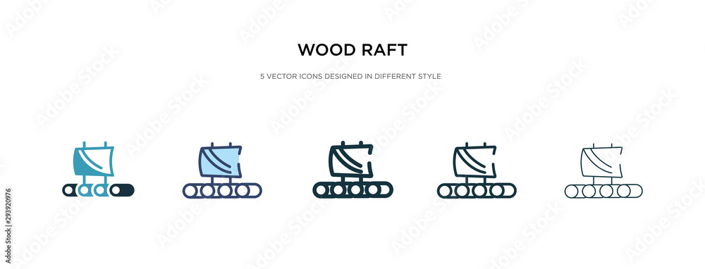 wood raft icon in different style vector illustration. two colored and black wood raft vector icons designed in filled, outline, line and stroke style can be used for web, mobile, ui