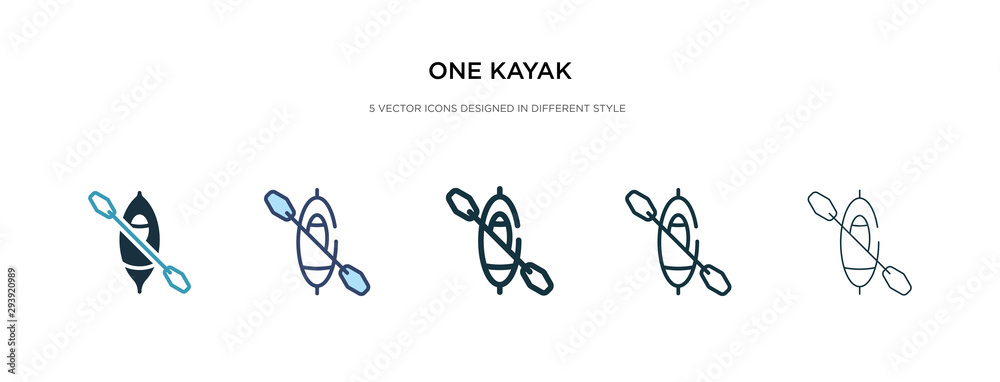one kayak icon in different style vector illustration. two colored and black one kayak vector icons designed in filled, outline, line and stroke style can be used for web, mobile, ui one kayak icon in different style vector illustration. two colored and black one kayak vector icons designed in filled, outline, line and stroke style can be used for web, mobile, ui