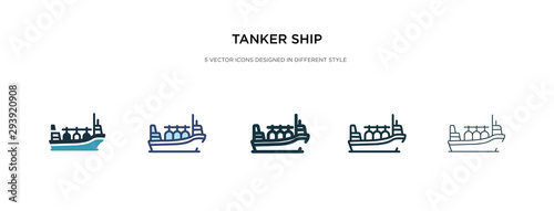 tanker ship icon in different style vector illustration. two colored and black tanker ship vector icons designed in filled, outline, line and stroke style can be used for web, mobile, ui