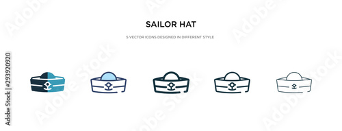 sailor hat icon in different style vector illustration. two colored and black sailor hat vector icons designed in filled, outline, line and stroke style can be used for web, mobile, ui
