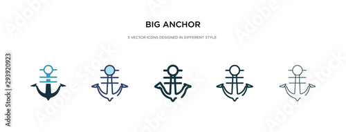 big anchor icon in different style vector illustration. two colored and black big anchor vector icons designed in filled, outline, line and stroke style can be used for web, mobile, ui