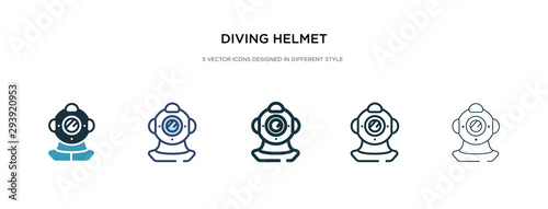 diving helmet icon in different style vector illustration. two colored and black diving helmet vector icons designed in filled, outline, line and stroke style can be used for web, mobile, ui