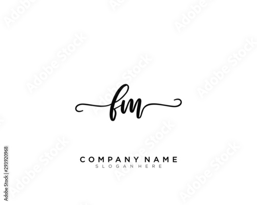 FM Initial Handwriting Logo Vector