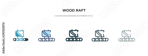 wood raft icon in different style vector illustration. two colored and black wood raft vector icons designed in filled, outline, line and stroke style can be used for web, mobile, ui