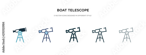 boat telescope icon in different style vector illustration. two colored and black boat telescope vector icons designed in filled, outline, line and stroke style can be used for web, mobile, ui