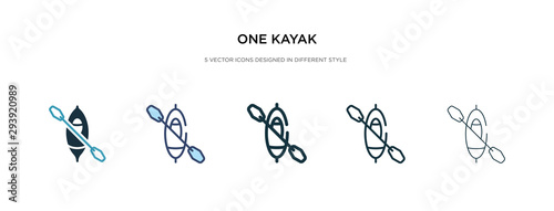 one kayak icon in different style vector illustration. two colored and black one kayak vector icons designed in filled, outline, line and stroke style can be used for web, mobile, ui