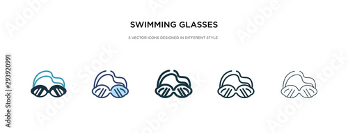 swimming glasses icon in different style vector illustration. two colored and black swimming glasses vector icons designed in filled, outline, line and stroke style can be used for web, mobile, ui