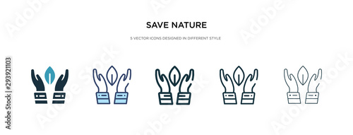 save nature icon in different style vector illustration. two colored and black save nature vector icons designed in filled, outline, line and stroke style can be used for web, mobile, ui