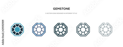 gemstone icon in different style vector illustration. two colored and black gemstone vector icons designed in filled, outline, line and stroke style can be used for web, mobile, ui