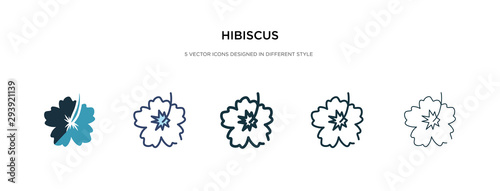 hibiscus icon in different style vector illustration. two colored and black hibiscus vector icons designed in filled, outline, line and stroke style can be used for web, mobile, ui