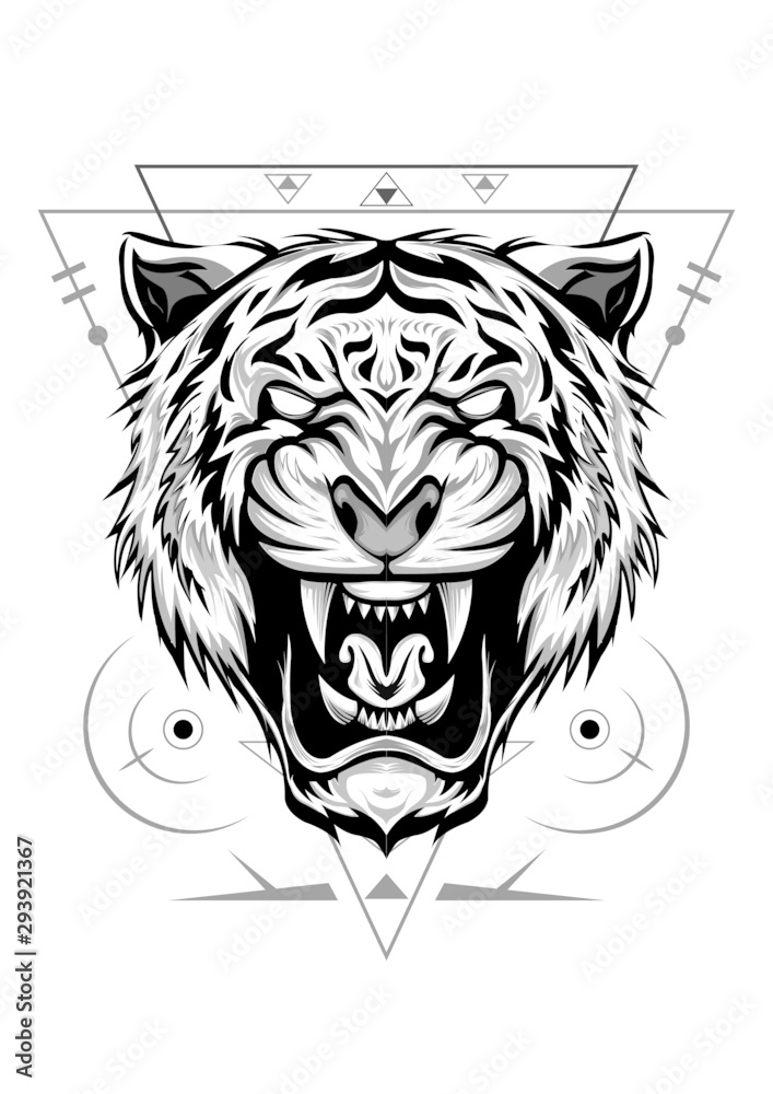 tiger anger. line art tiger logo tiger anger. line art tiger logo