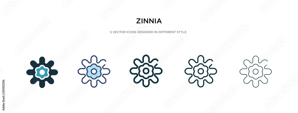 zinnia icon in different style vector illustration. two colored and black zinnia vector icons designed in filled, outline, line and stroke style can be used for web, mobile, ui