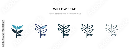 willow leaf icon in different style vector illustration. two colored and black willow leaf vector icons designed in filled, outline, line and stroke style can be used for web, mobile, ui