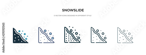 snowslide icon in different style vector illustration. two colored and black snowslide vector icons designed in filled, outline, line and stroke style can be used for web, mobile, ui