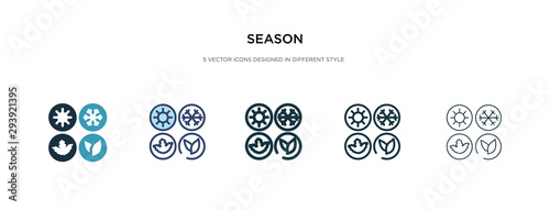 season icon in different style vector illustration. two colored and black season vector icons designed in filled, outline, line and stroke style can be used for web, mobile, ui