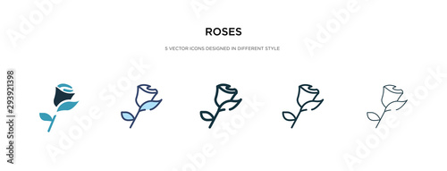 roses icon in different style vector illustration. two colored and black roses vector icons designed in filled, outline, line and stroke style can be used for web, mobile, ui