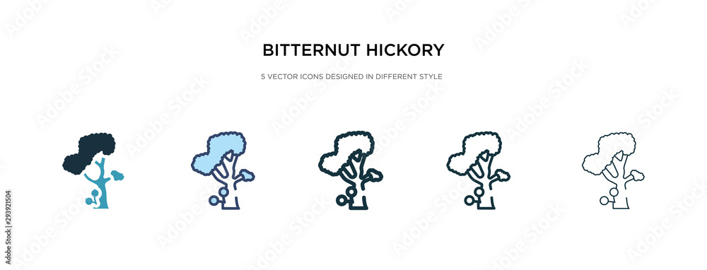 bitternut hickory tree icon in different style vector illustration. two colored and black bitternut hickory tree vector icons designed in filled, outline, line and stroke style can be used for web, bitternut hickory tree icon in different style vector illustration. two colored and black bitternut hickory tree vector icons designed in filled, outline, line and stroke style can be used for web,