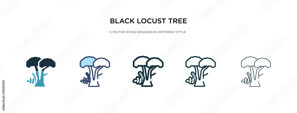 black locust tree icon in different style vector illustration. two colored and black black locust tree vector icons designed in filled, outline, line and stroke style can be used for web, mobile, ui black locust tree icon in different style vector illustration. two colored and black black locust tree vector icons designed in filled, outline, line and stroke style can be used for web, mobile, ui