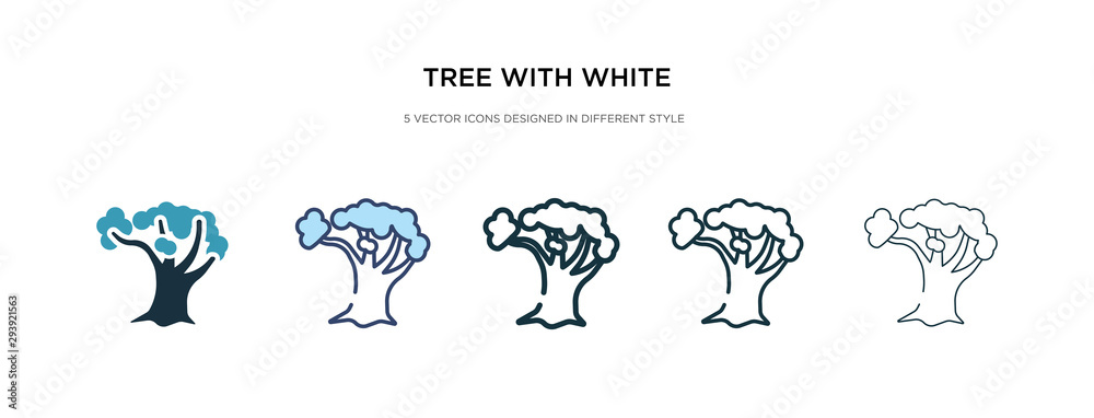 tree with white foliage icon in different style vector illustration. two colored and black tree with white foliage vector icons designed in filled, outline, line and stroke style can be used for
