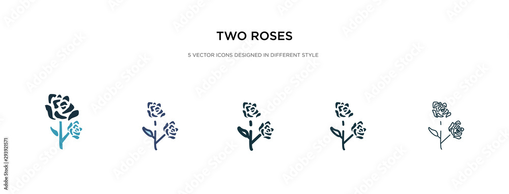 two roses icon in different style vector illustration. two colored and black two roses vector icons designed in filled, outline, line and stroke style can be used for web, mobile, ui