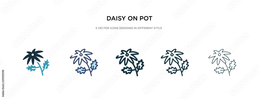 daisy on pot icon in different style vector illustration. two colored and black daisy on pot vector icons designed in filled, outline, line and stroke style can be used for web, mobile, ui