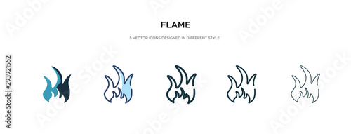 flame icon in different style vector illustration. two colored and black flame vector icons designed in filled, outline, line and stroke style can be used for web, mobile, ui